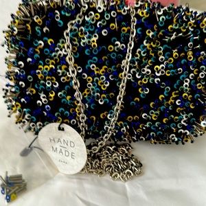 Brand New hand made Zara party purse with tag and accessories.multi color